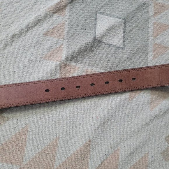 Columbia Double Stitch Brass Buckle Brown Leather Belt Men's 40 - Picture 3 of 8